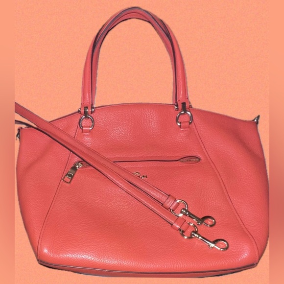 Coach Prairie Leather Satchel Crossbody Strap Lovely Orange Color Excellent Cond - Picture 4 of 17